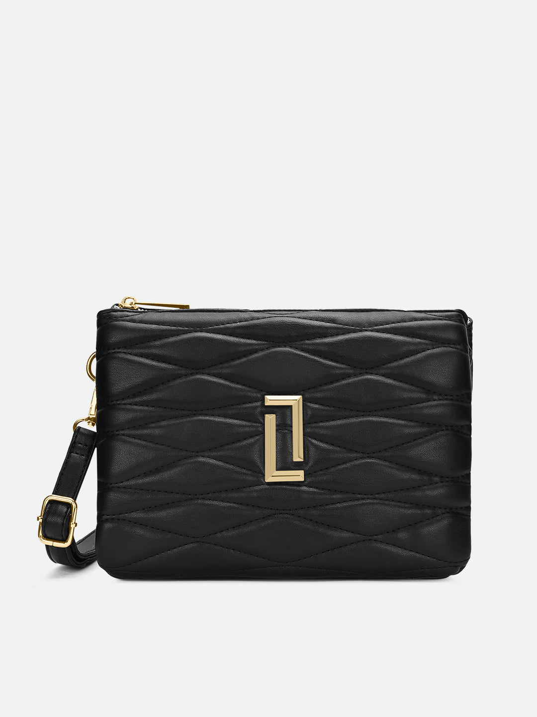 Lucie Quilted 5Compartment Slingbag Black