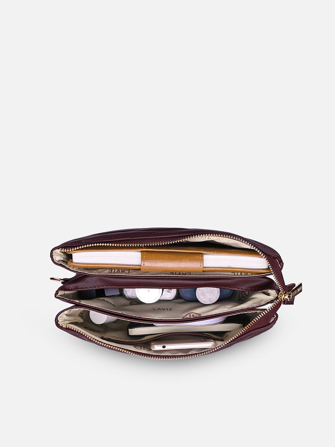Lucie Quilted 5Compartment Slingbag Wine