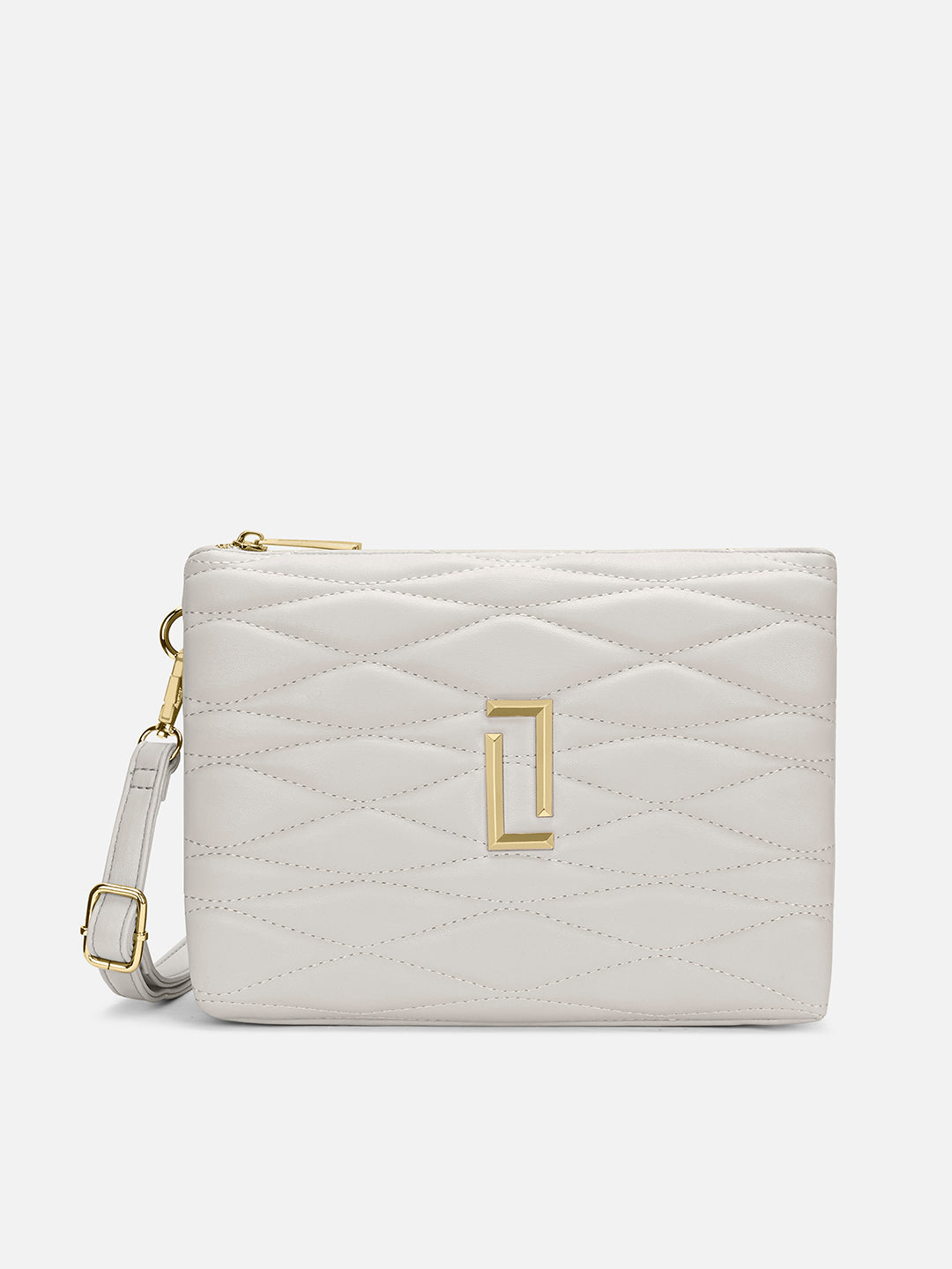 Lucie Quilted 5Compartment Slingbag Off White