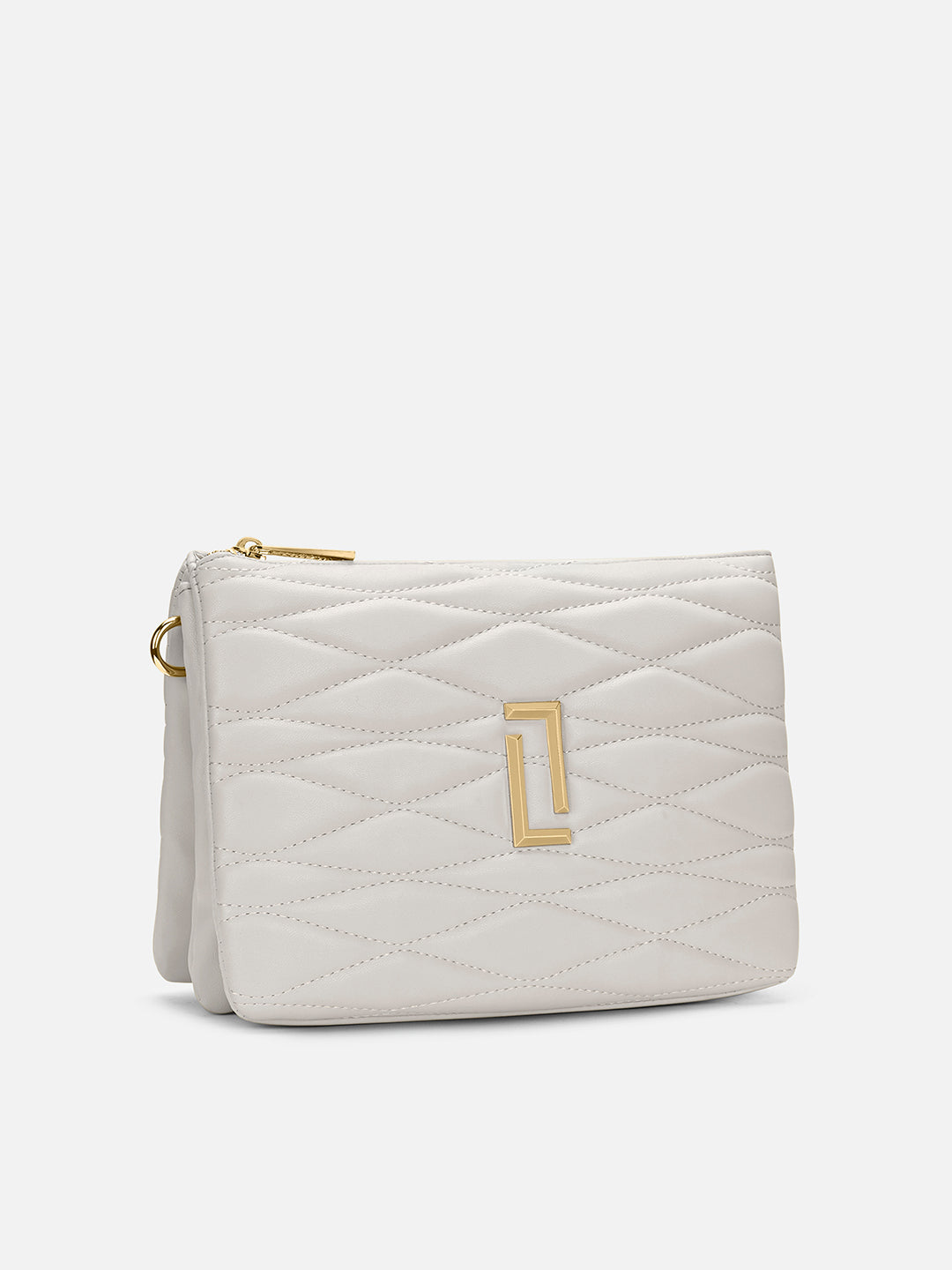 Lucie Quilted 5Compartment Slingbag Off White