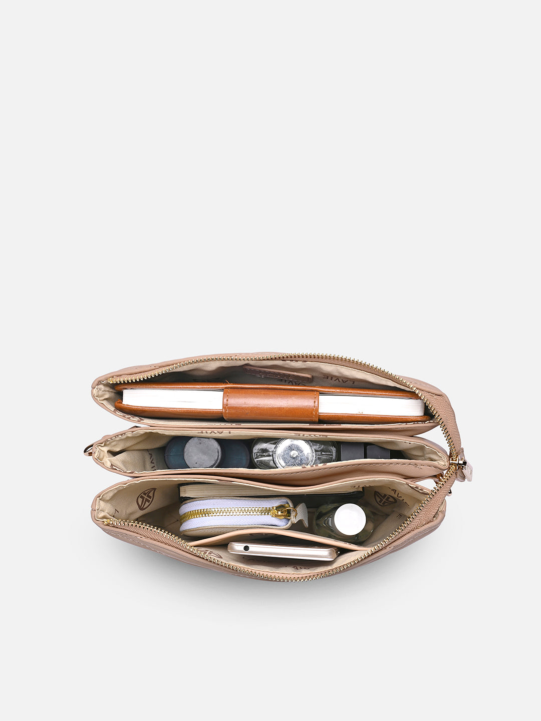 Lucie Quilted 5Compartment Slingbag Mocha
