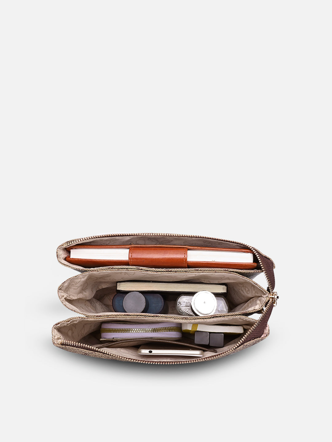 Mono Melvin 5 Compartment Large Sling Bag Latte