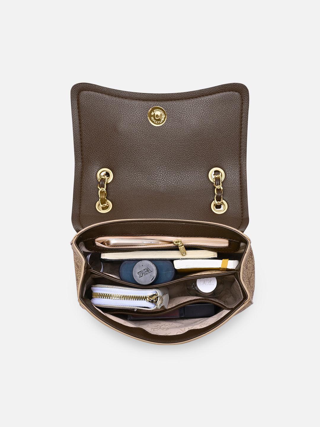 Mono Sean Flap 2 Compartment Medium Sling Bag Latte