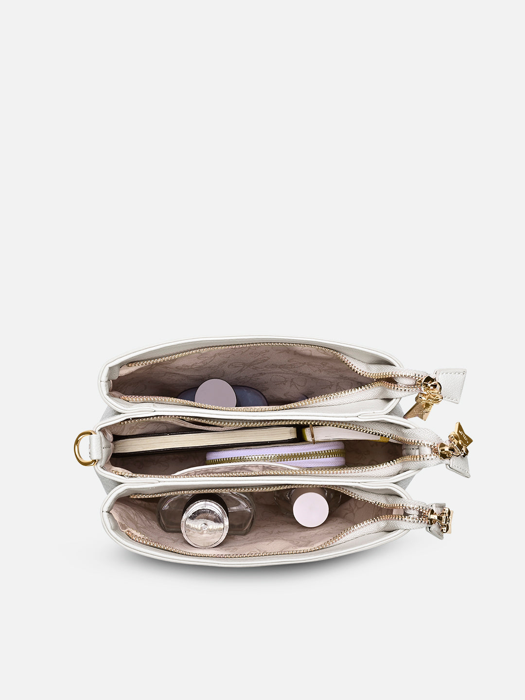 Mono Lior 3 Compartment Large Sling Bag Ivory