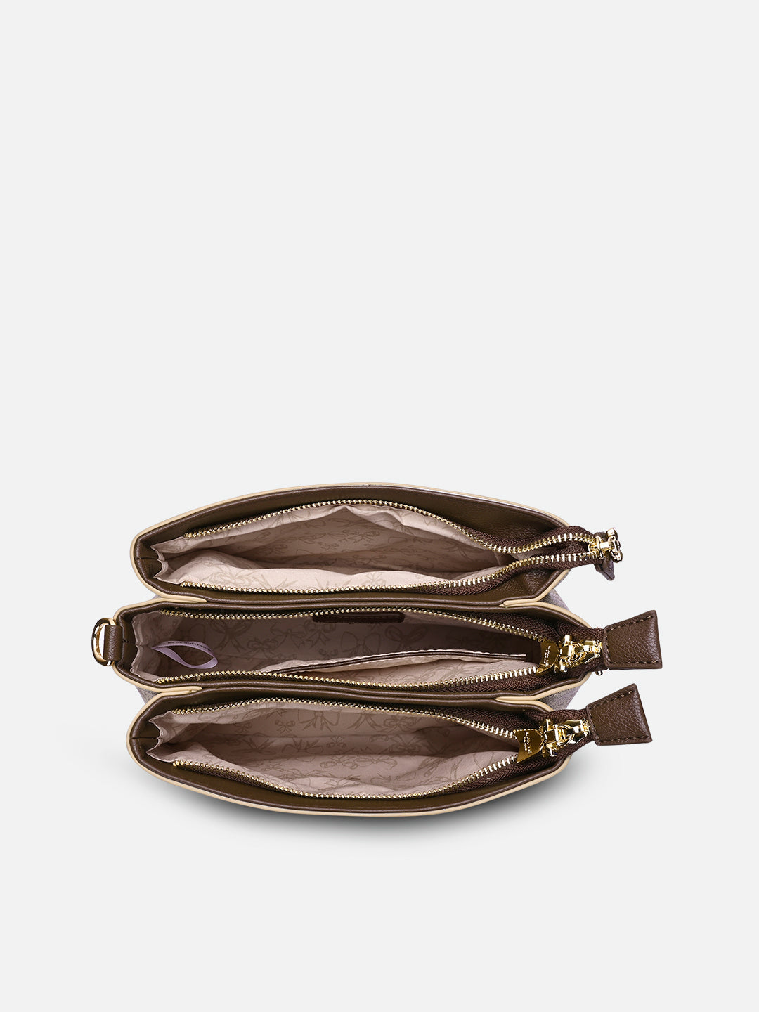 Mono Lior 3 Compartment Large Sling Bag Latte