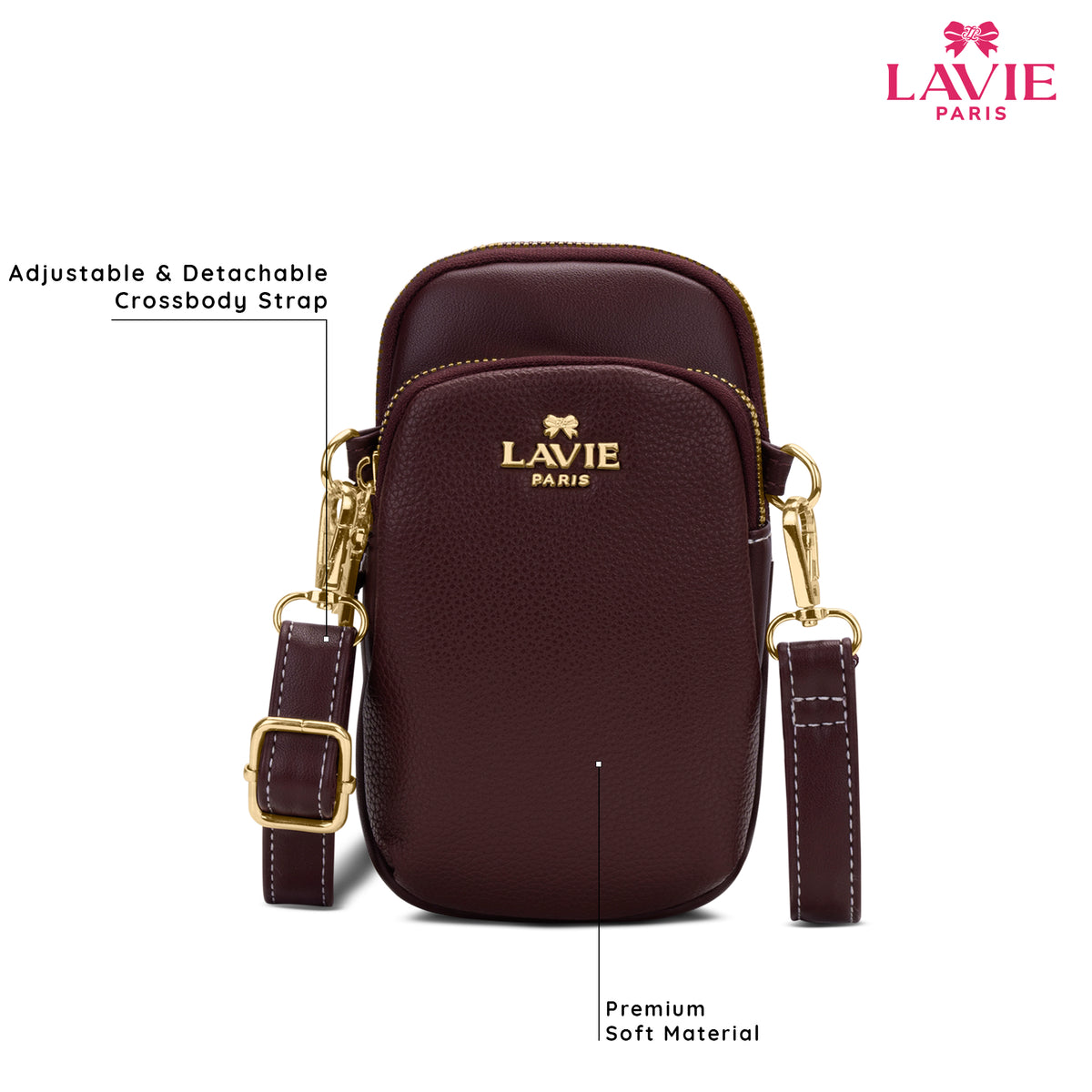 Soft Karen Mobile 2 Compartment Small Wine Sling Bag