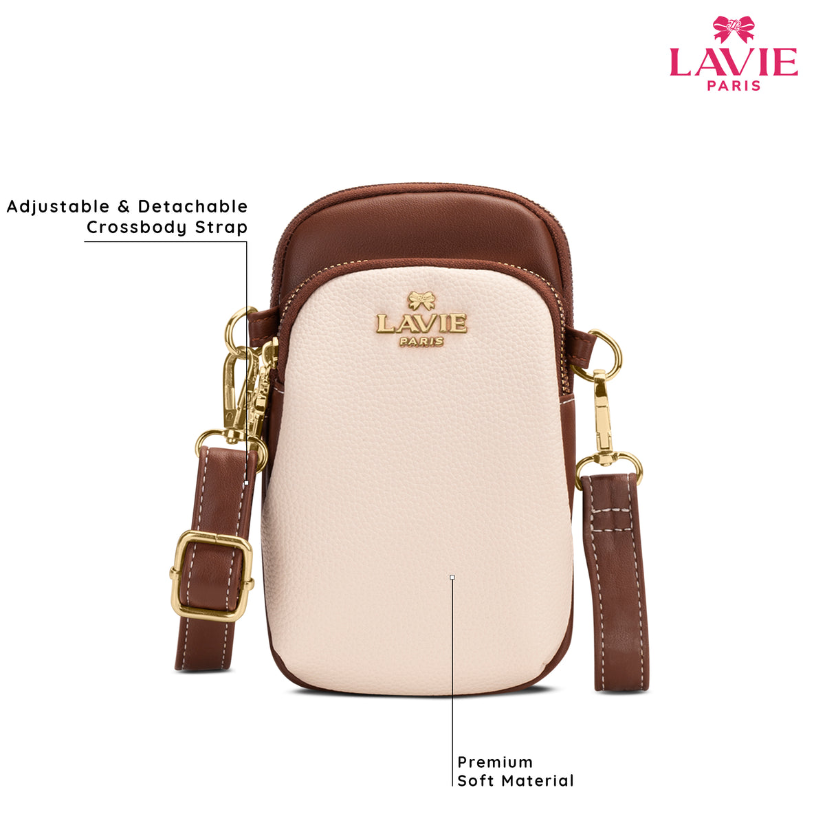 Soft Karen Mobile 2 Compartment Small Off White Sling Bag