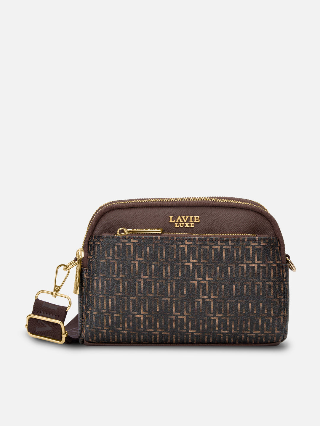 Lx Mono Hemily 3 Compartment Ladies Medium Choco Sling Bag