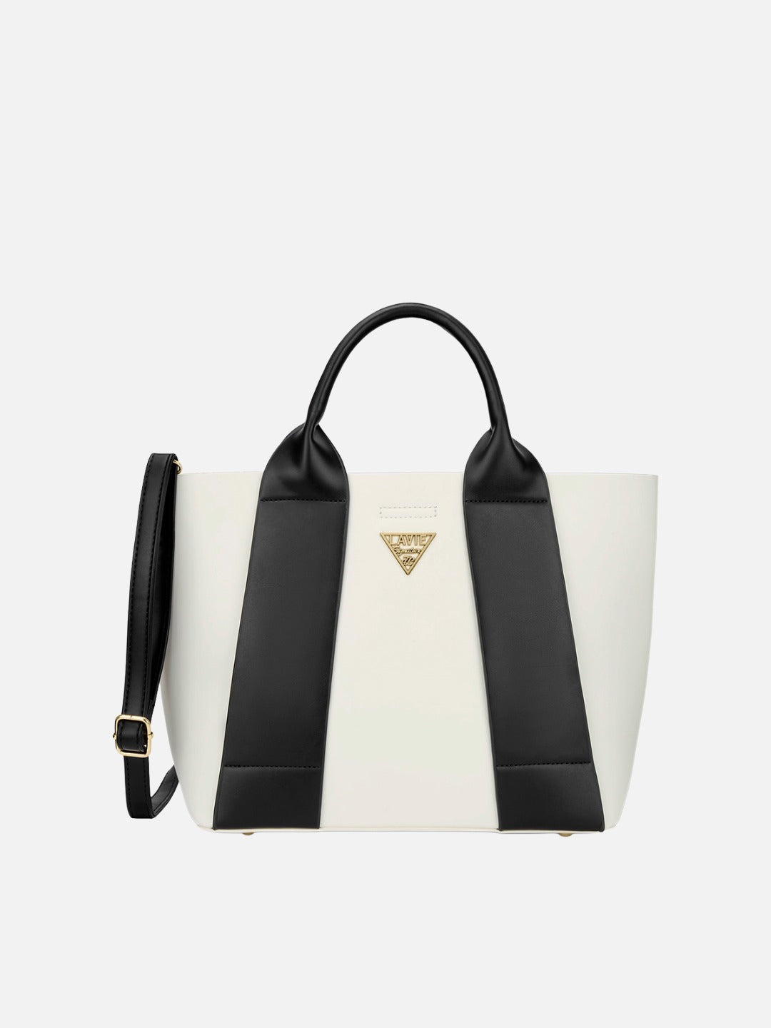 Savannah 3 Compartment Large Off White & Black Tote Bag