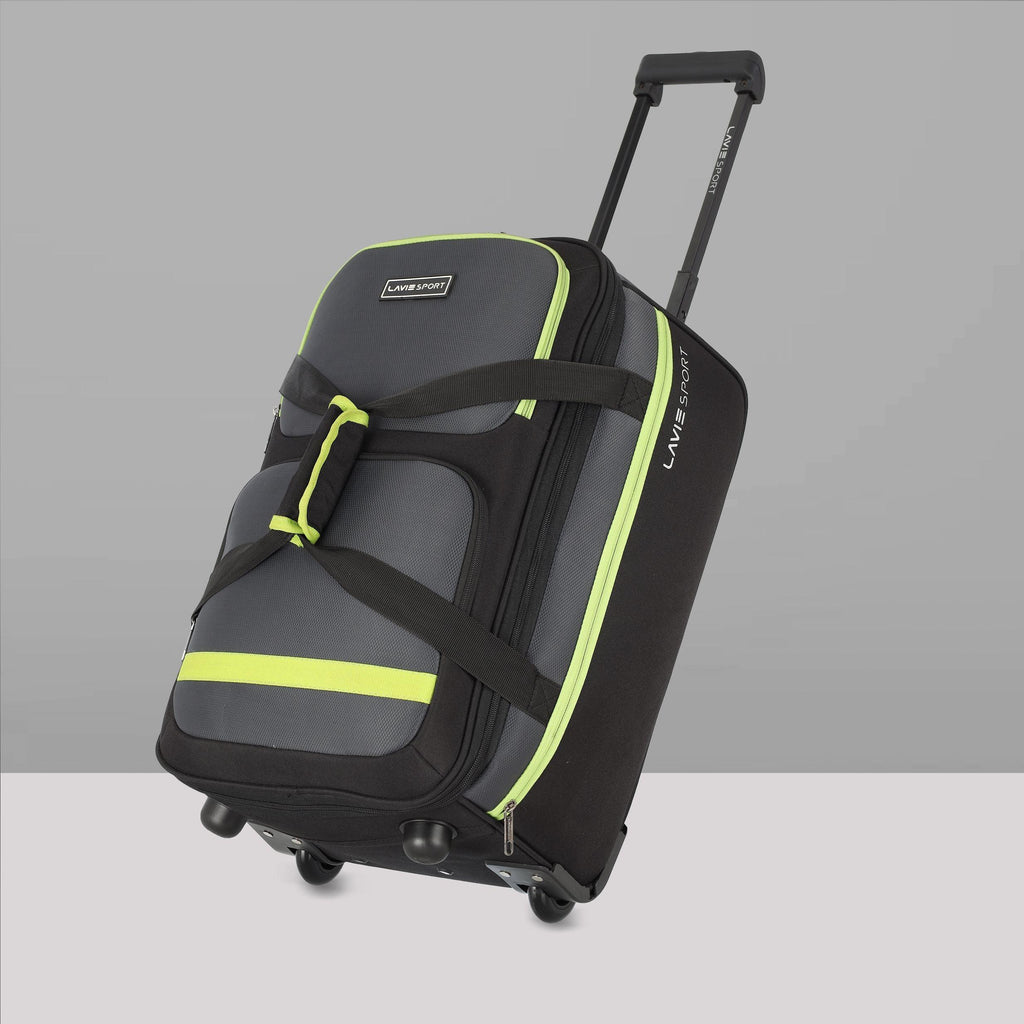 Lavie Sport Medium size 53 cms Extreme Wheel Duffle Push Button Trolley Bag For Travel | Luggage Bag Black - Lavie World