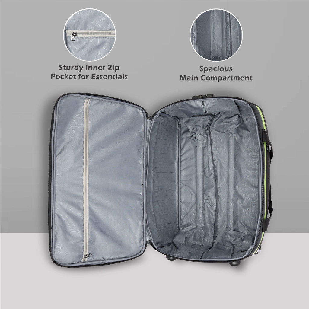 Lavie Sport Medium size 53 cms Extreme Wheel Duffle Push Button Trolley Bag| Trolley Bag Black - Lavie World