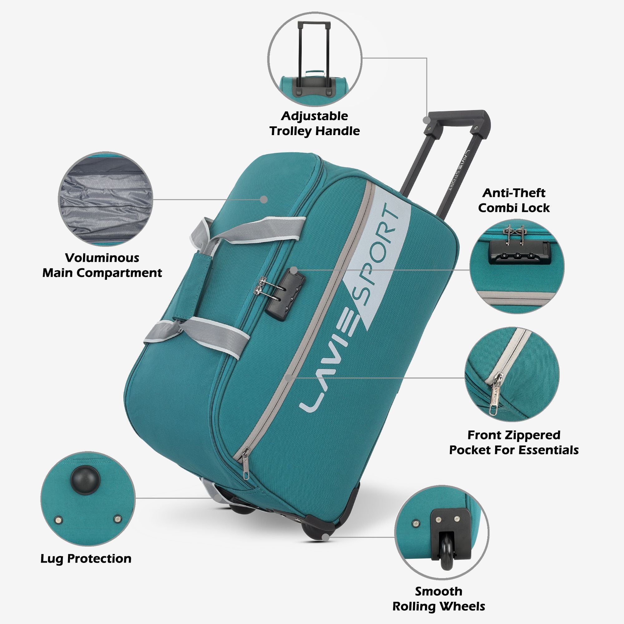 Camelot Wheel Duffle Bag Combi Lock Teal