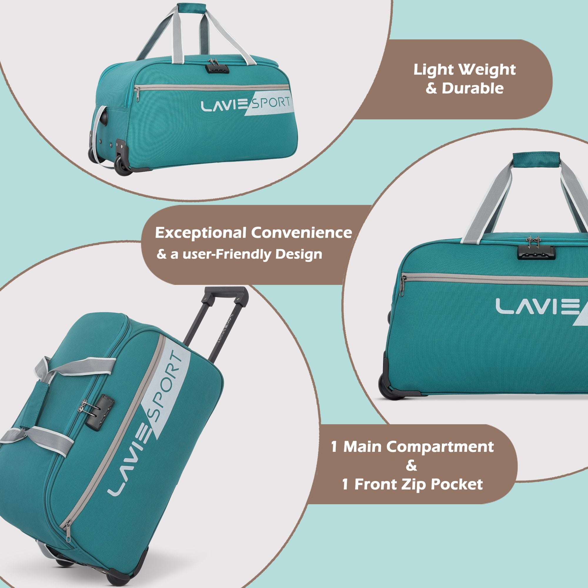Camelot Wheel Duffle Bag Combi Lock Teal