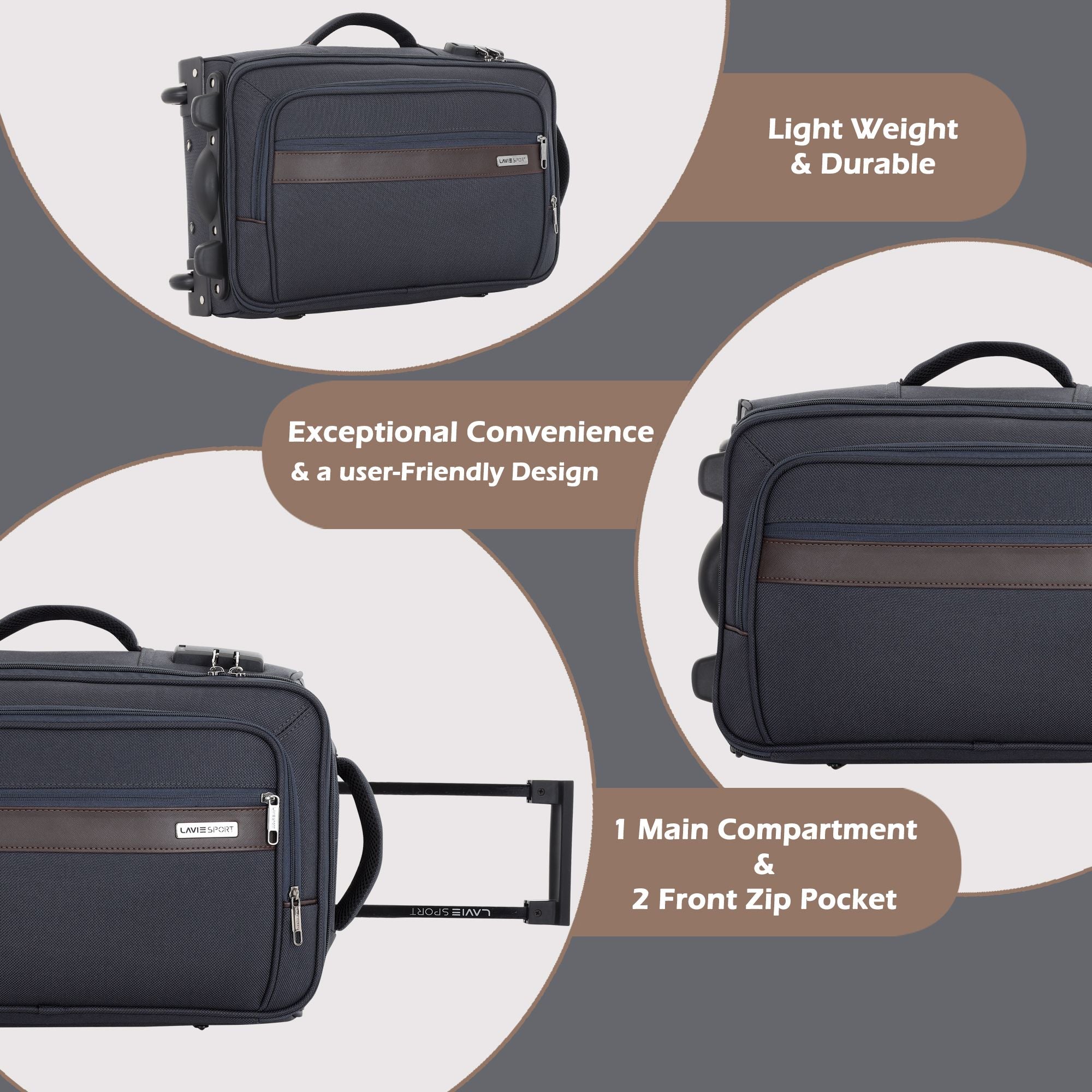 Royalty Wheel Duffle Bag Laptop Compatible Combi Lock C.Blue/Choco