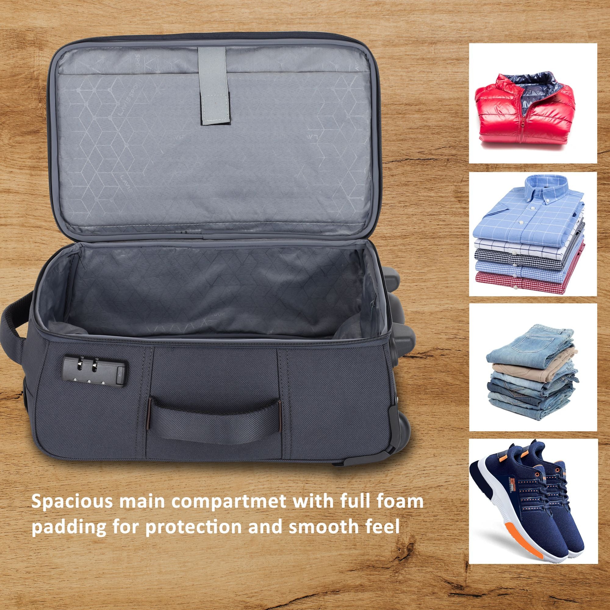 Royalty Wheel Duffle Bag Laptop Compatible Combi Lock C.Blue/Choco