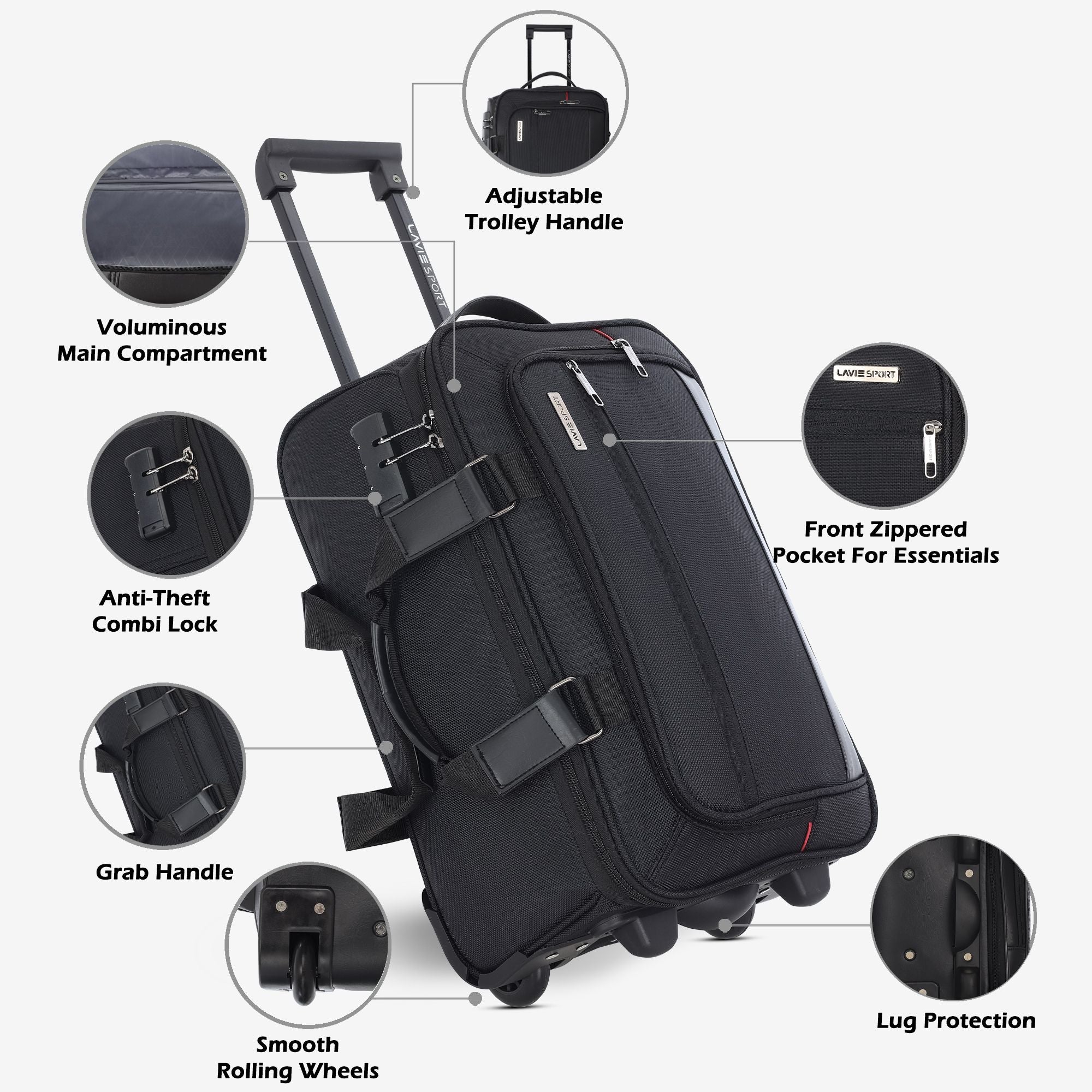 Matrix Wheel Duffle Bag Laptop Compatible Combi Lock Black/Black