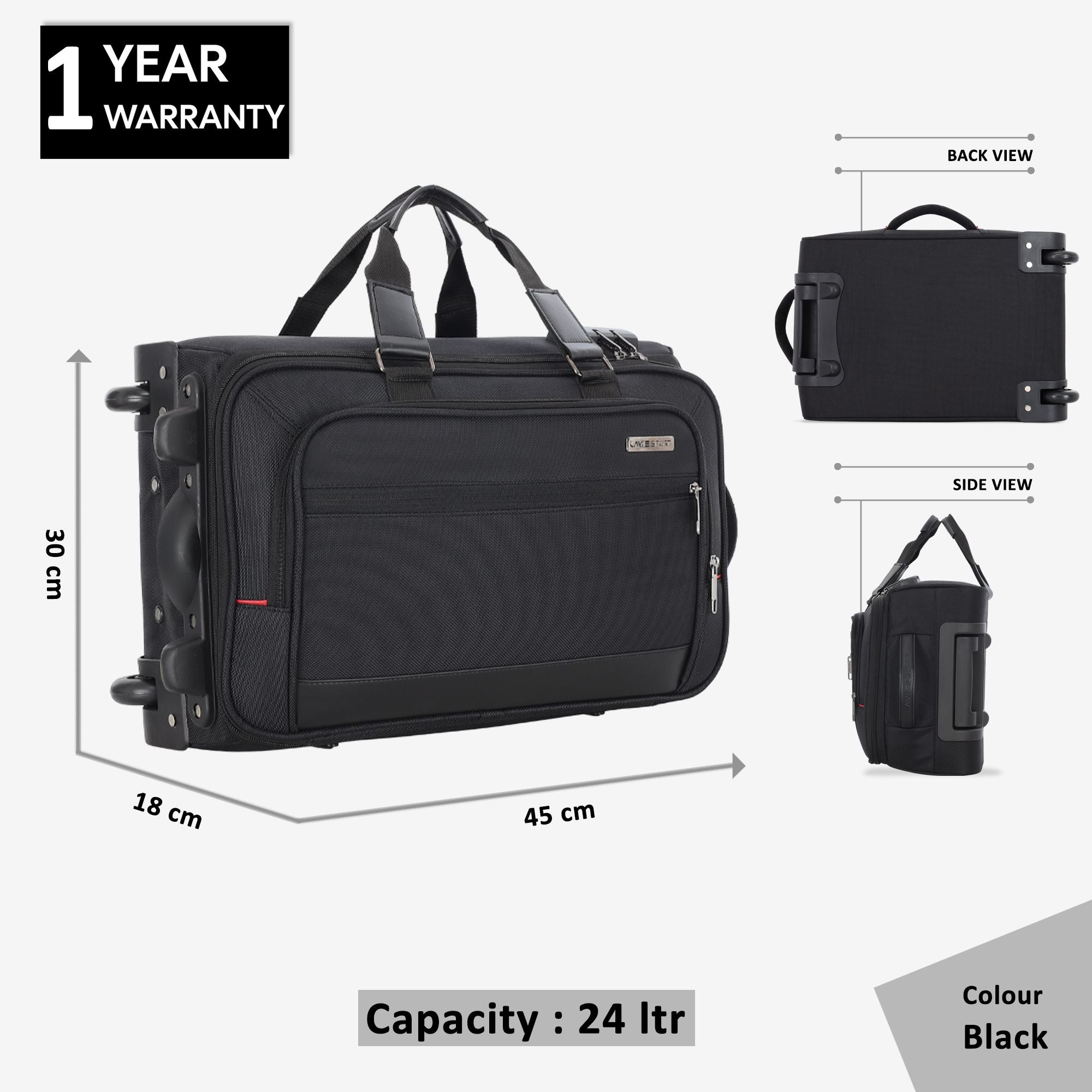 Matrix Wheel Duffle Bag Laptop Compatible Combi Lock Black/Black