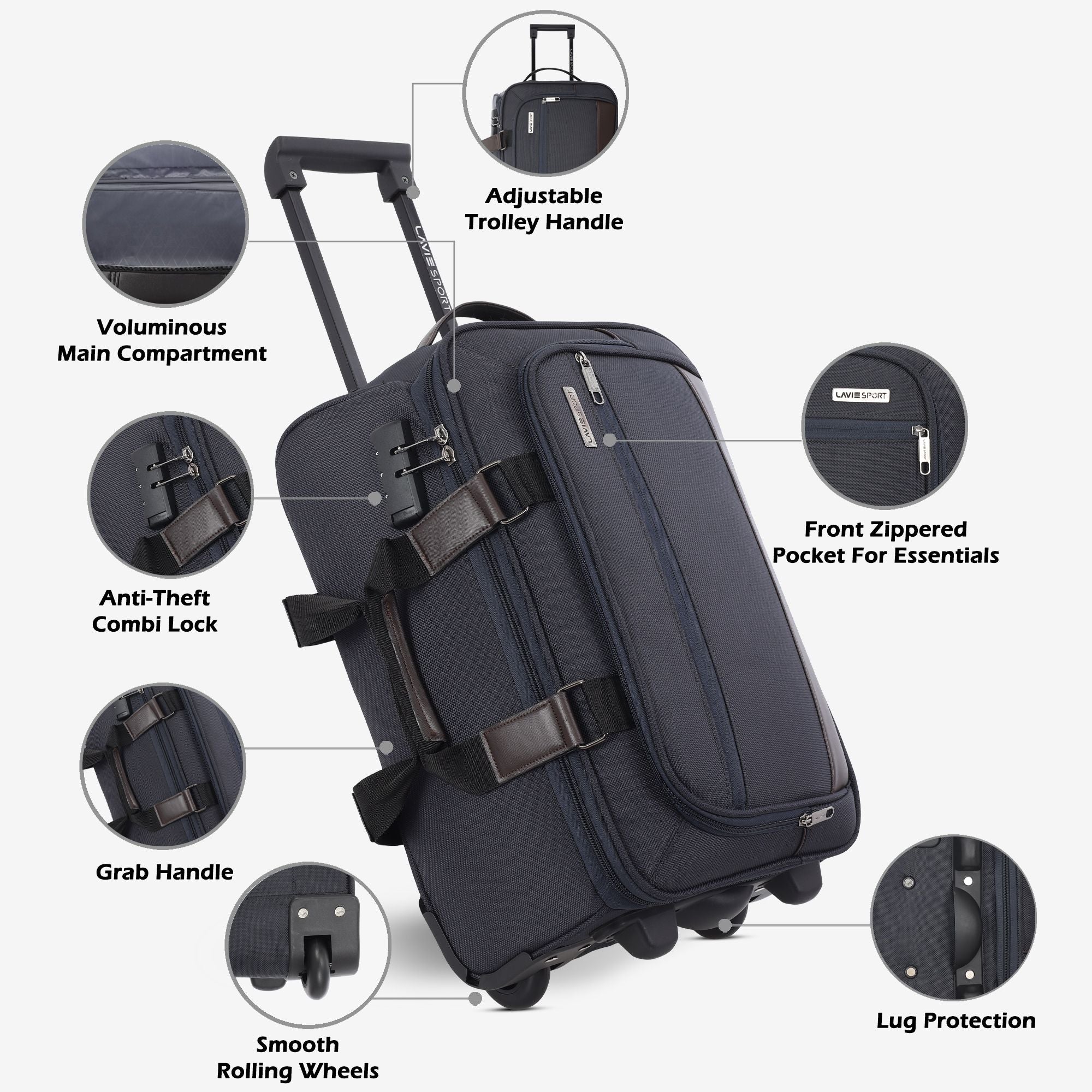 Matrix Wheel Duffle Bag Laptop Compatible Combi Lock C.Blue/Choco