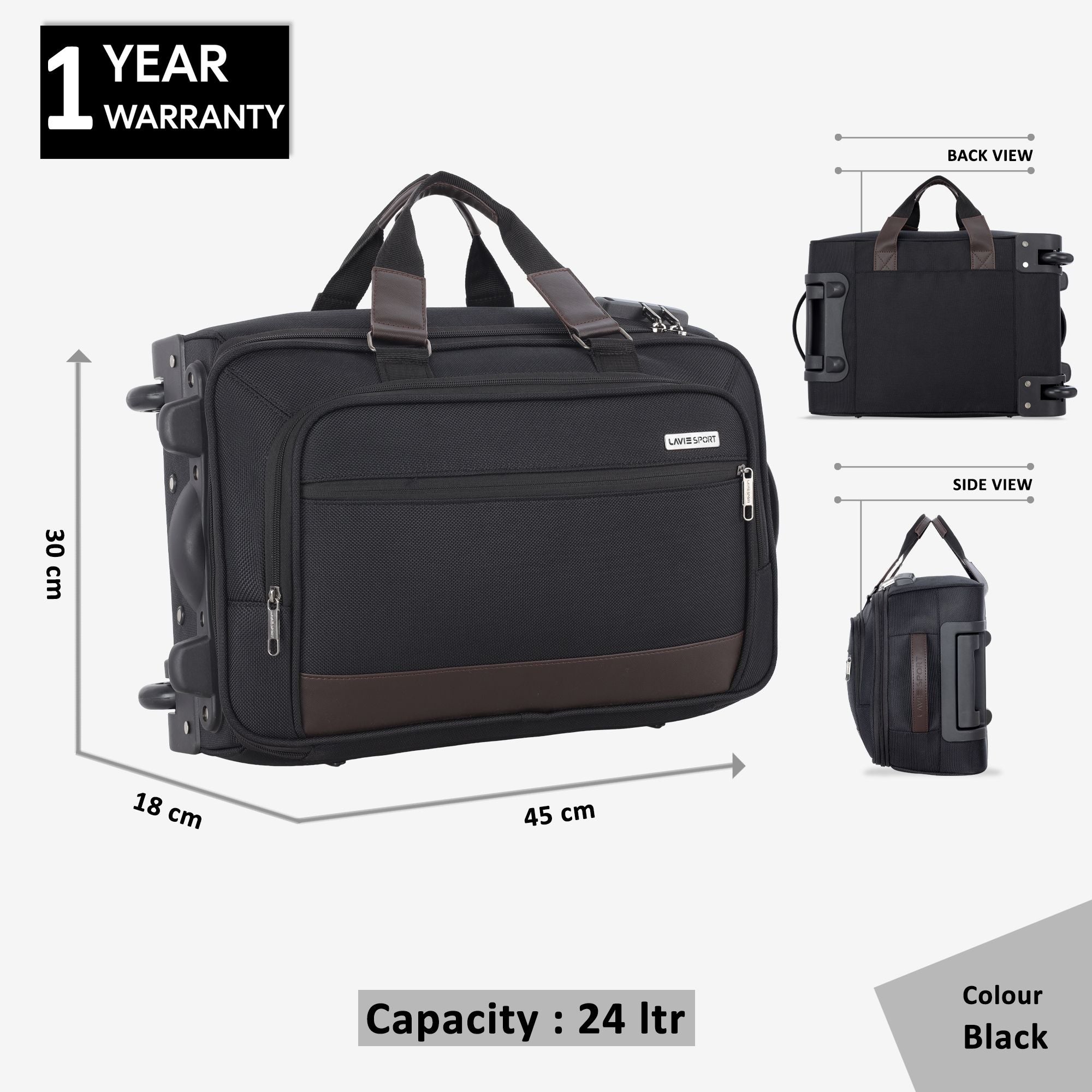 Matrix Wheel Duffle Bag Laptop Compatible Combi Lock Black/Choco