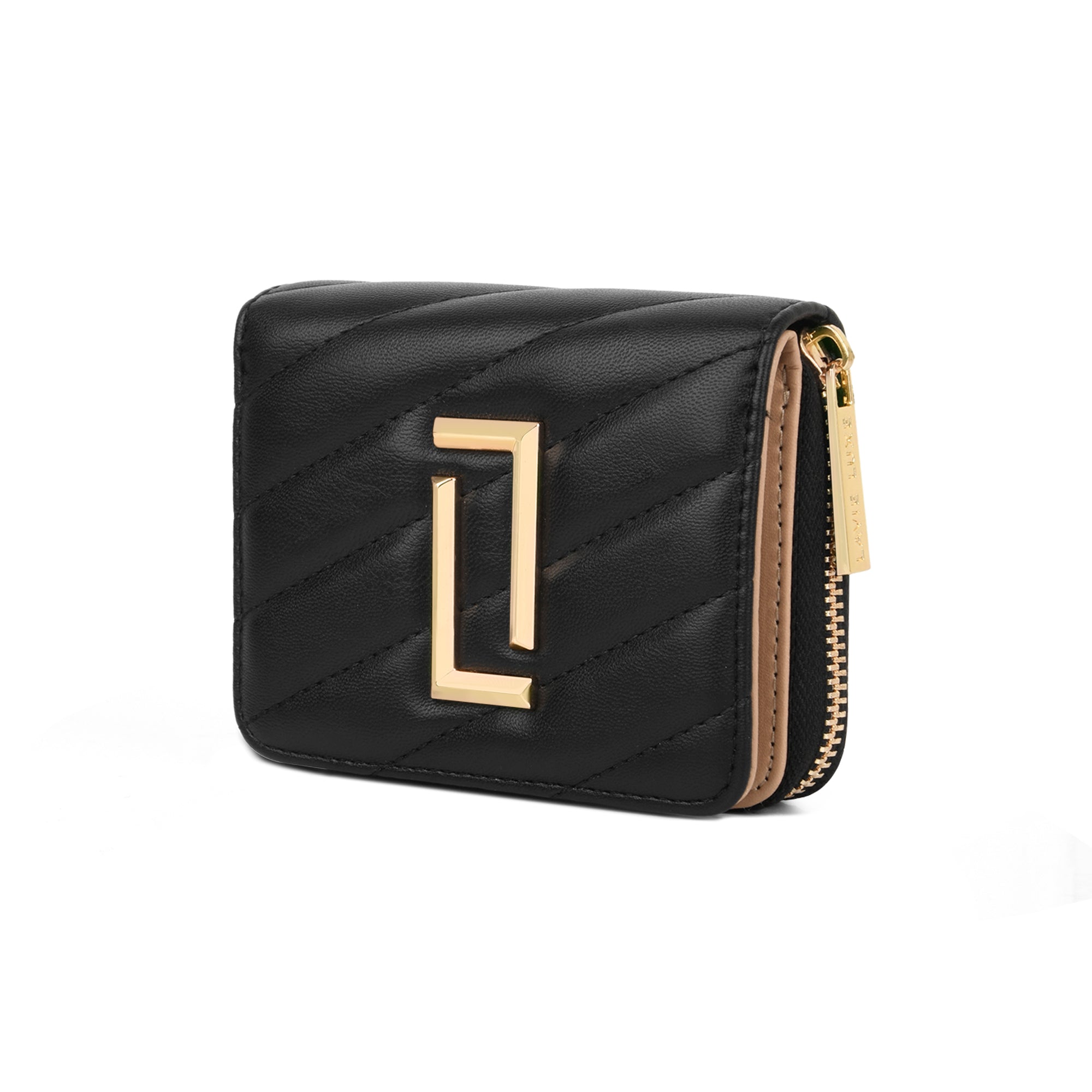 Lavie Luxe Black Small Women's Diagonal Flap Wallet