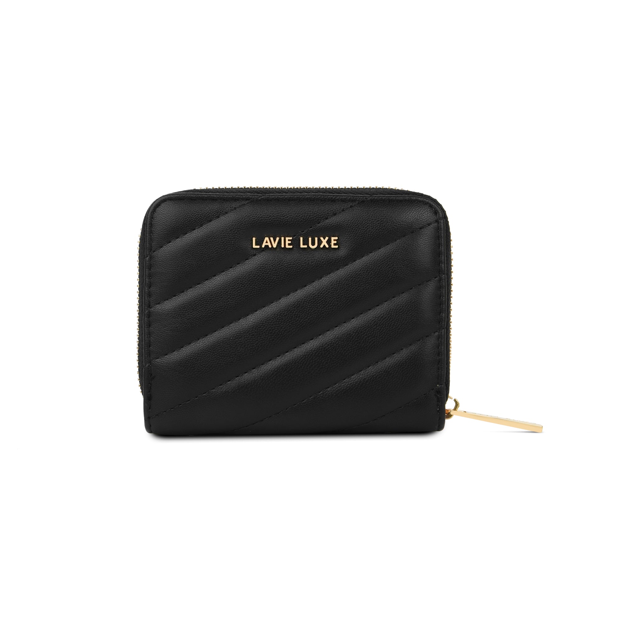 Lavie Luxe Black Small Women's Diagonal Flap Wallet
