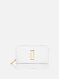 Cross Quilt Zip Around Large White Wallet