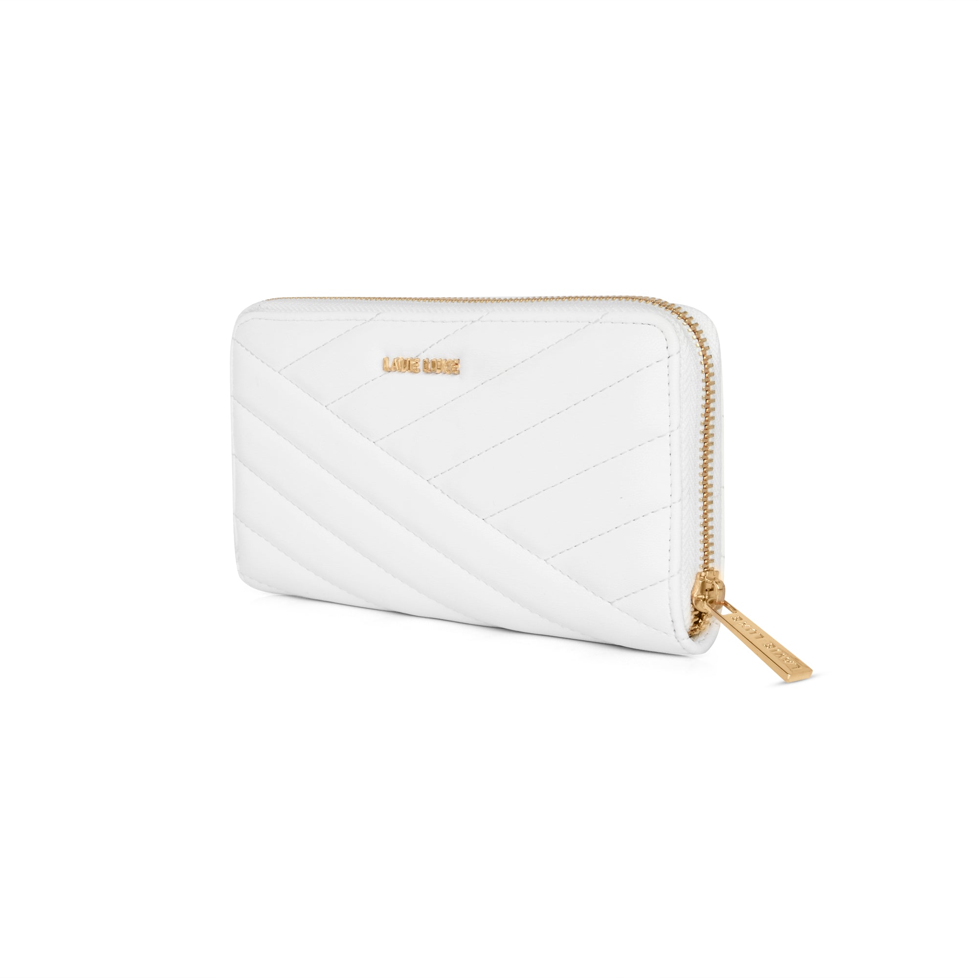 Lavie Luxe White Large Women's Cross Quilt Zip Around Wallet