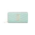 Cross Quilt Zip Around Large Mint Wallet
