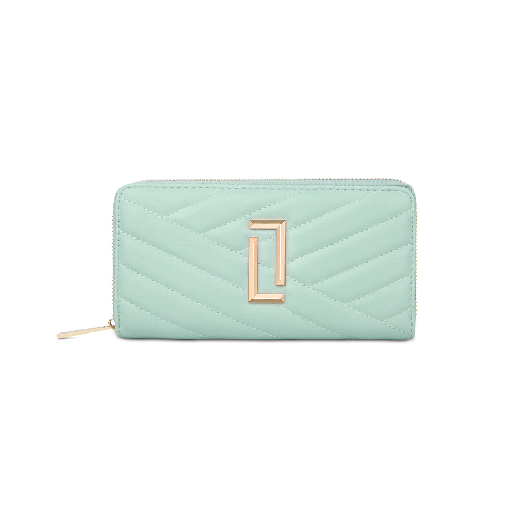 Lavie Luxe Mint Large Women's Cross Quilt Zip Around Wallet