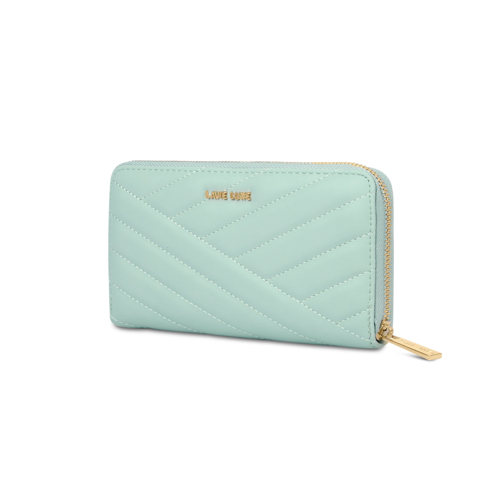Lavie Luxe Mint Large Women's Cross Quilt Zip Around Wallet