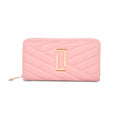 Cross Quilt Zip Around Large Light Pink Wallet