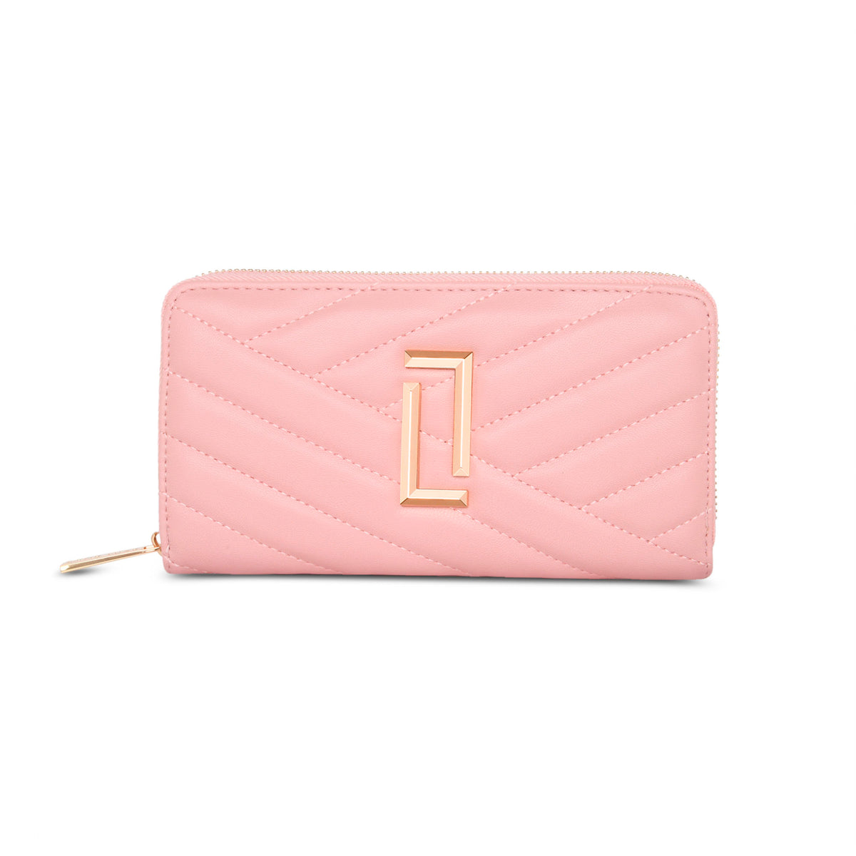 Lavie Luxe Light Pink Large Women's Cross Quilt Zip Around Wallet