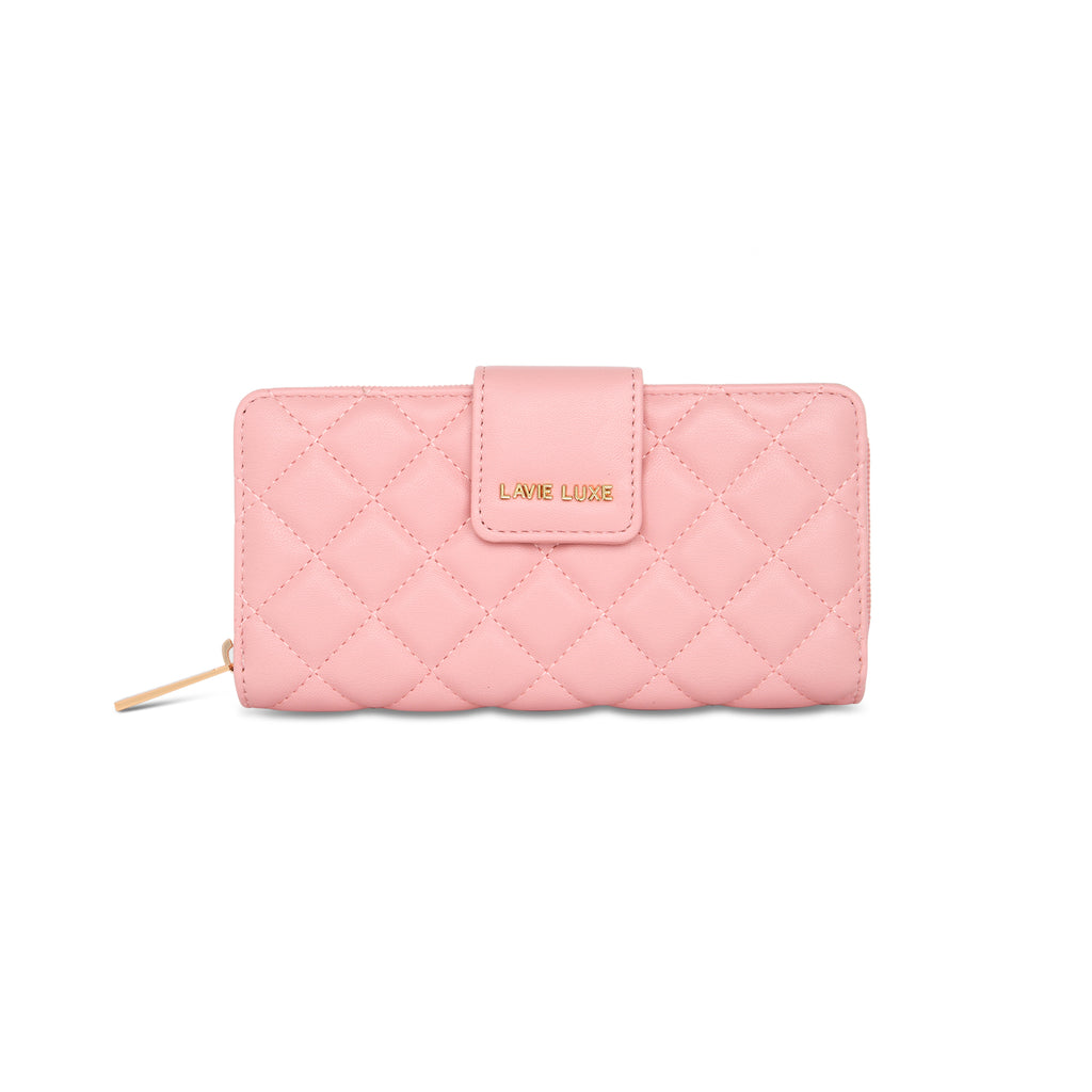 Lavie Luxe Light Pink Large Women's Diamond Bifold Wallet