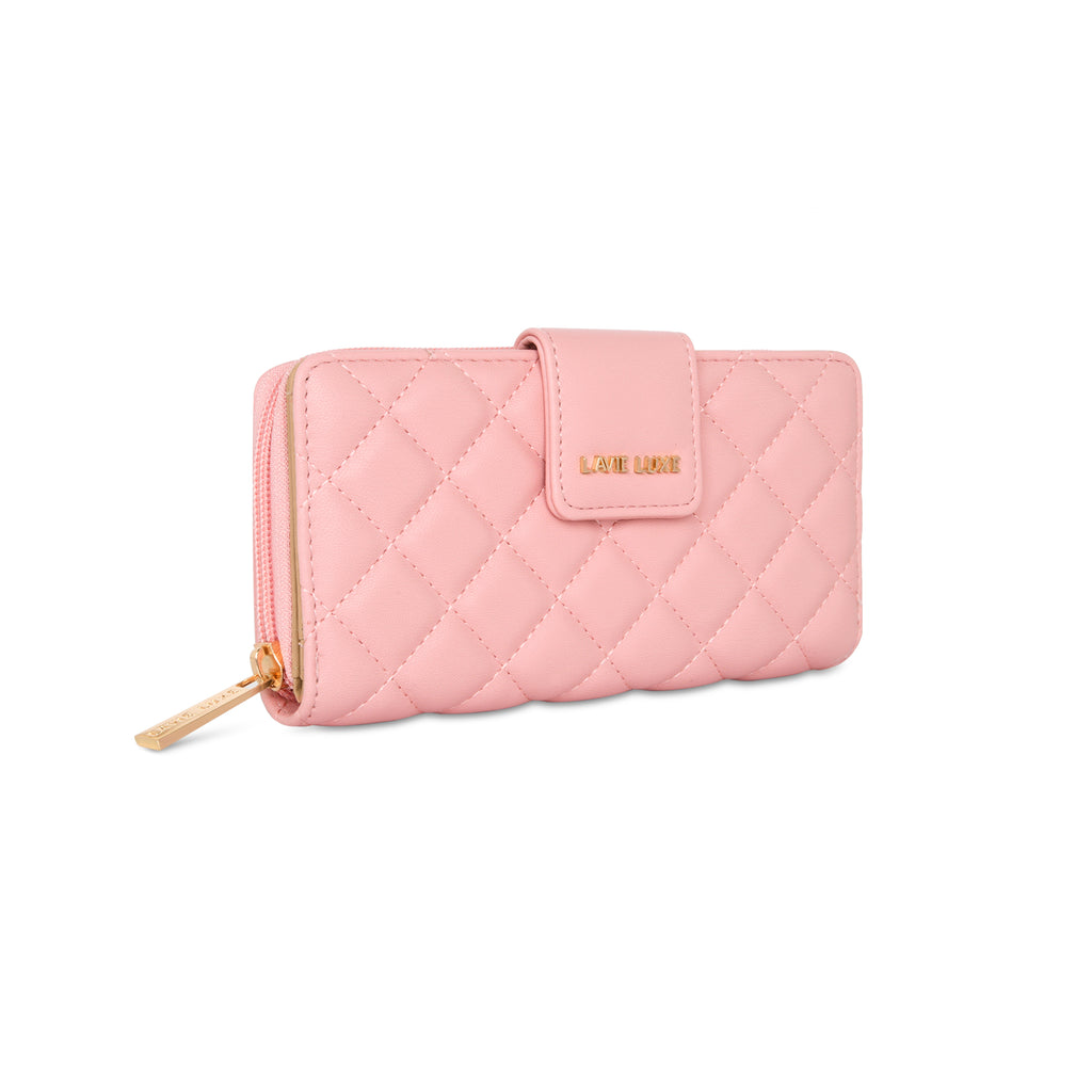 Lavie Luxe Light Pink Large Women's Diamond Bifold Wallet