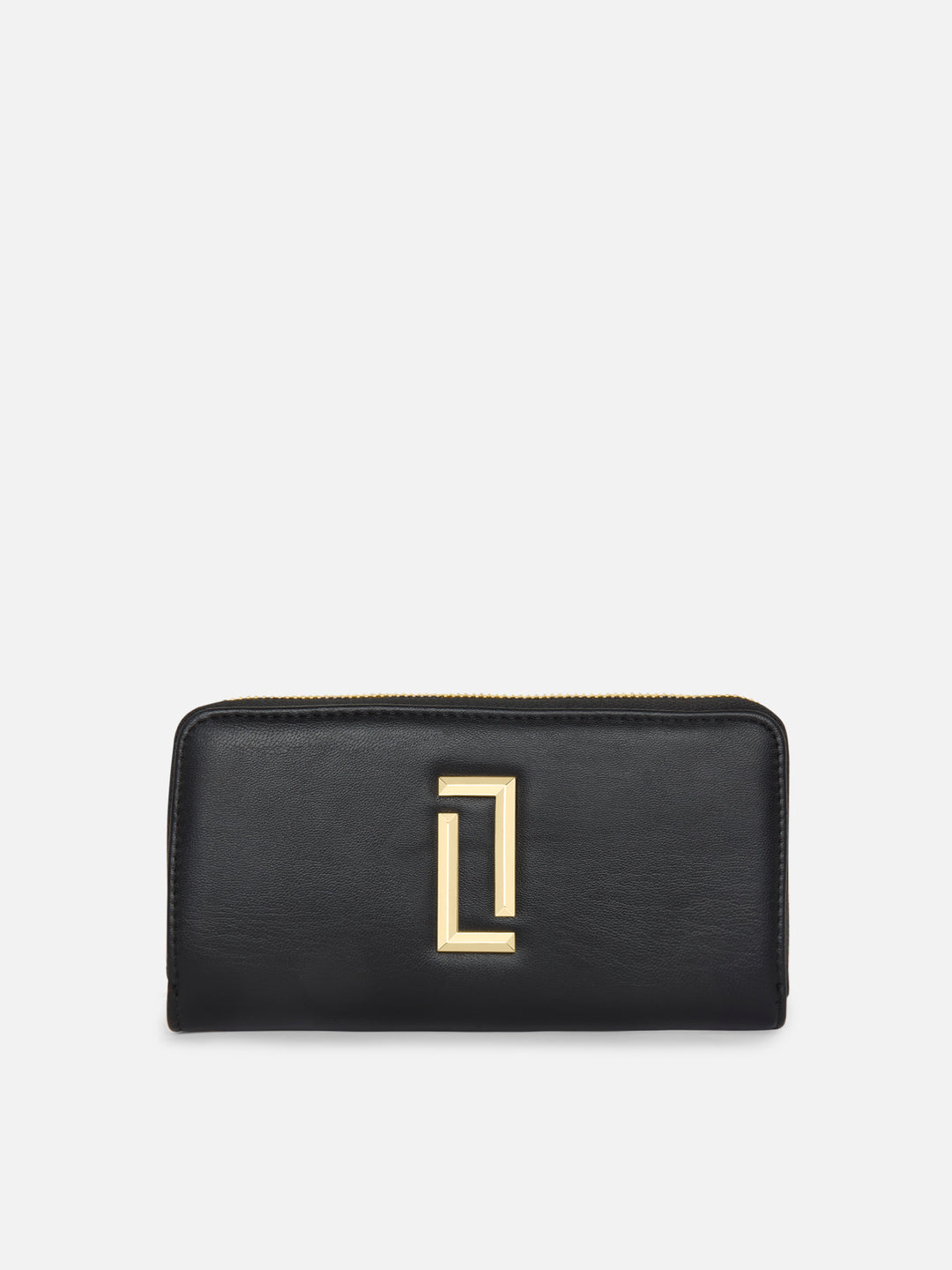Dual Zip Large Black Wallet