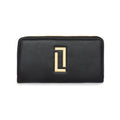 Dual Zip Large Black Wallet