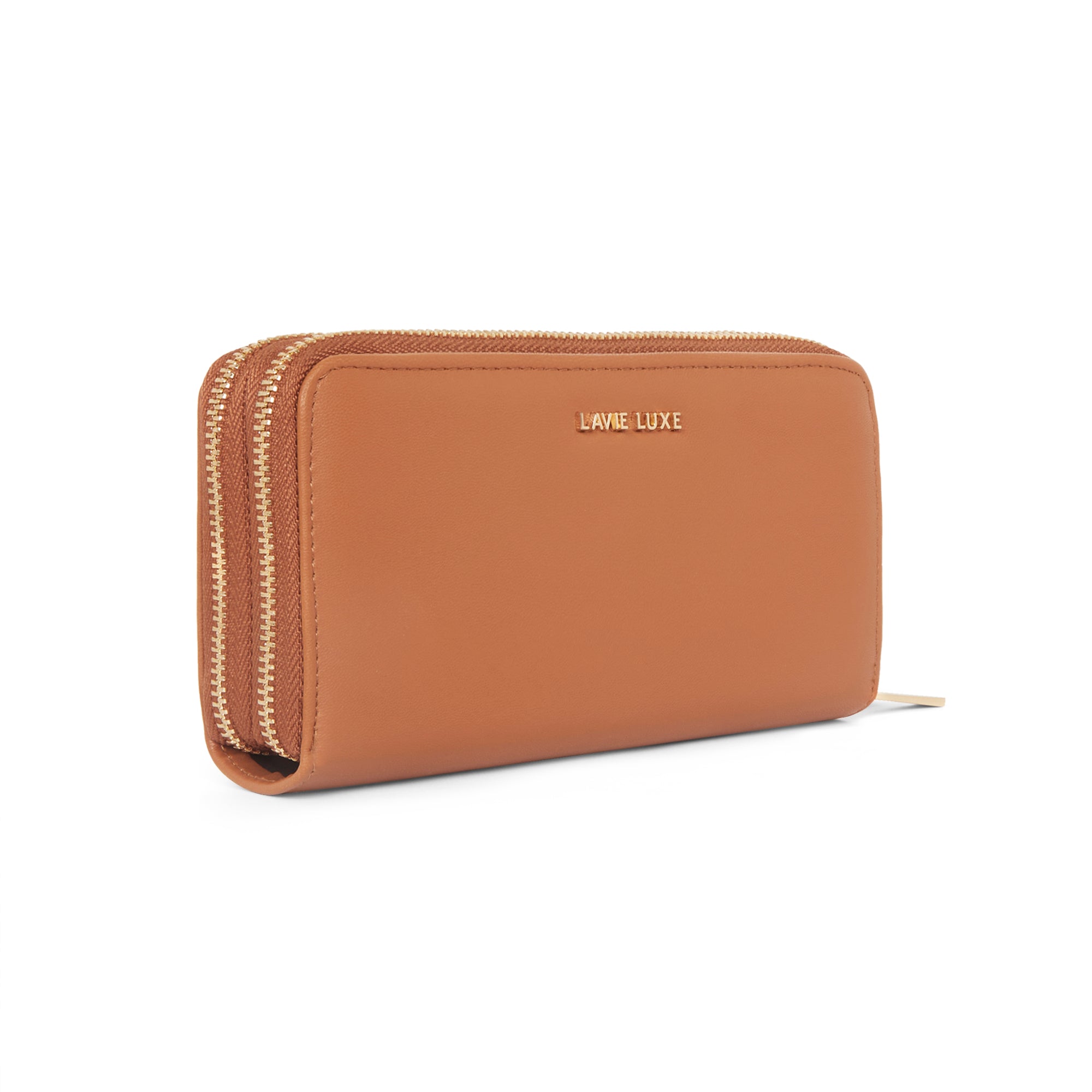 Lavie Luxe Tan Large Women's Dual Zip Wallet