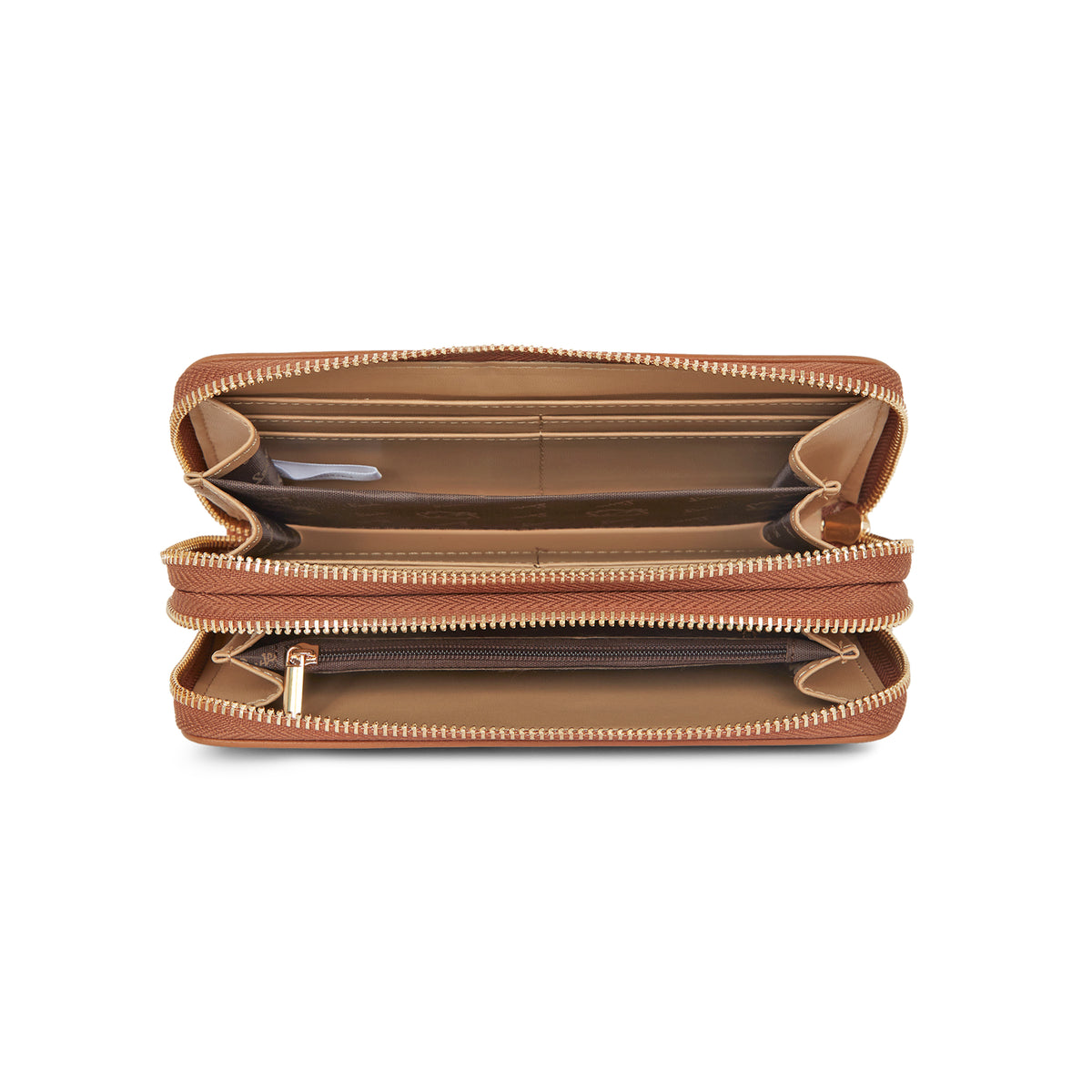Lavie Luxe Tan Large Women's Dual Zip Wallet