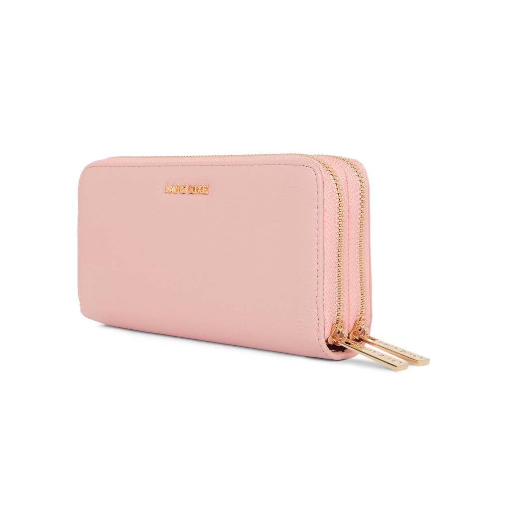 Lavie Luxe Light Pink Large Women's Dual Zip Wallet