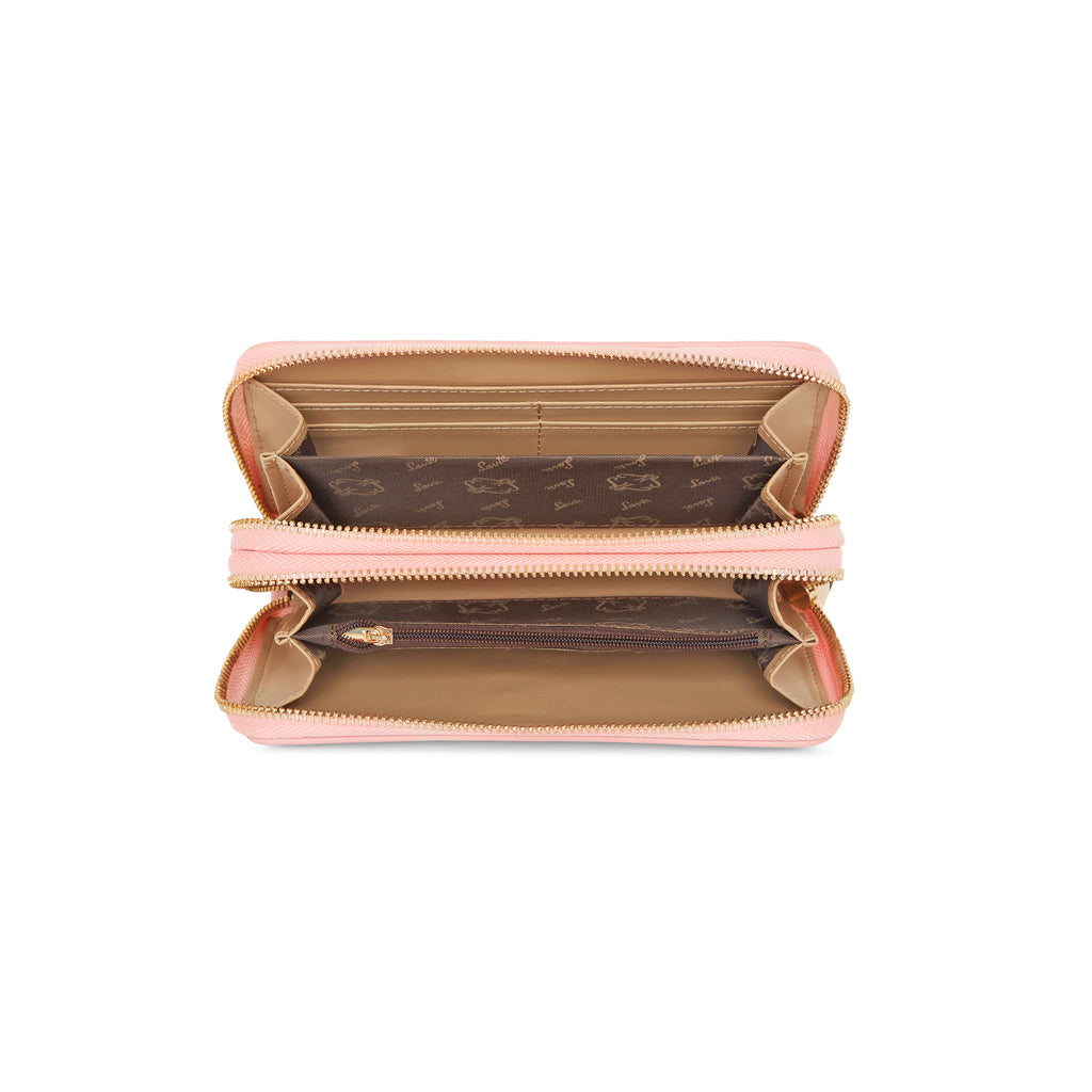 Lavie Luxe Light Pink Large Women's Dual Zip Wallet