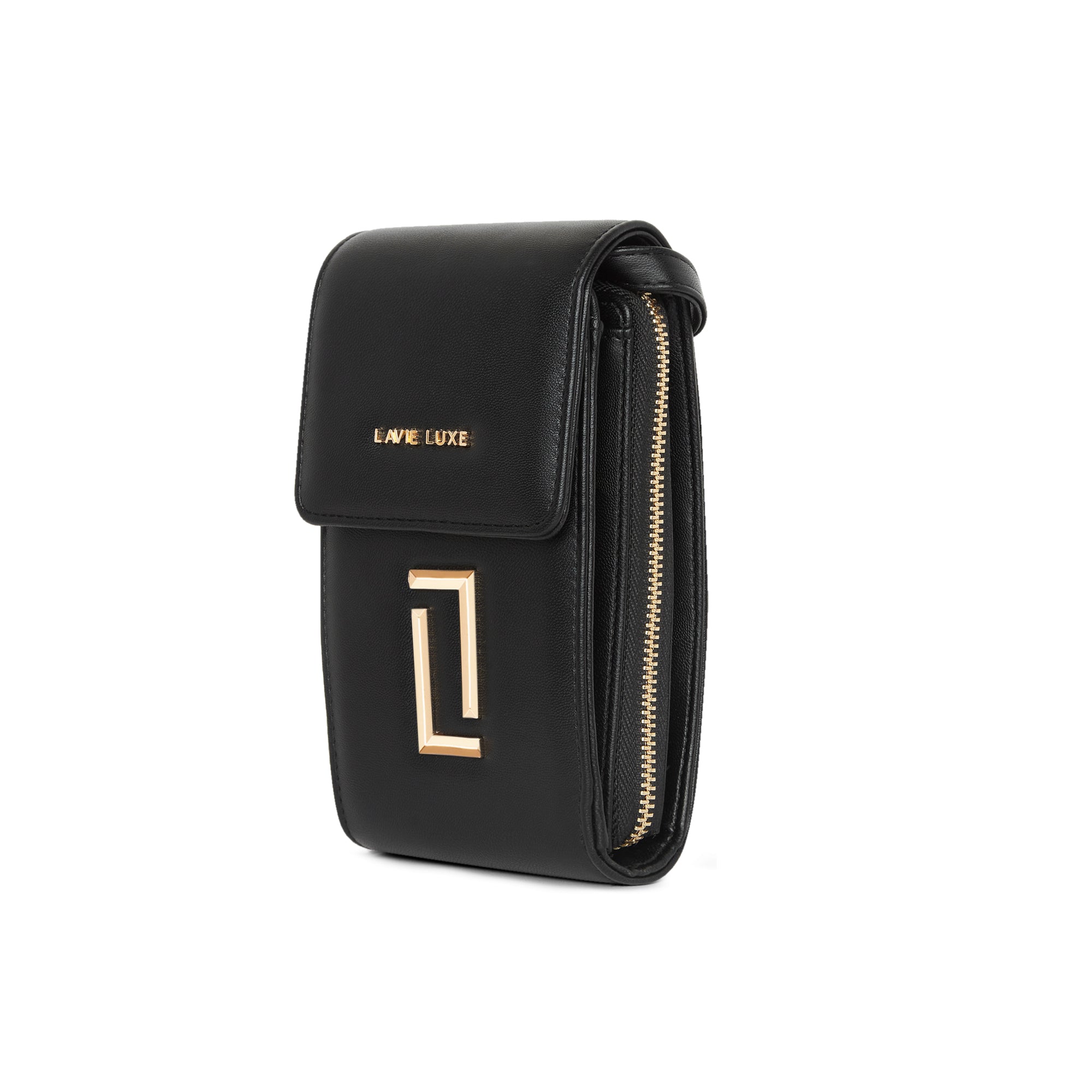 Lavie Luxe Black Large Women's Vertical Zip Sling Bag Wallet