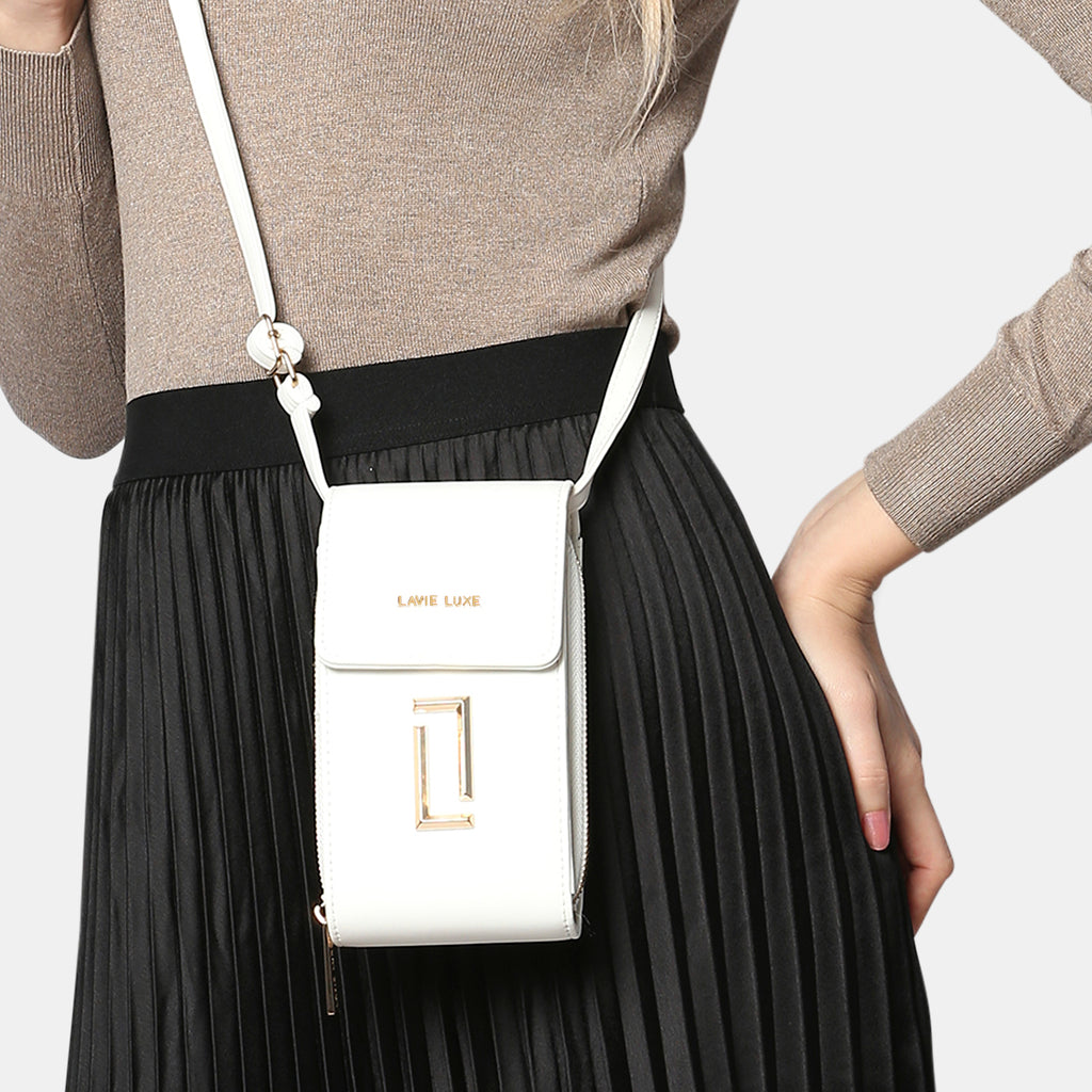 Lavie Luxe White Large Women's Vertical Zip Sling Bag Wallet