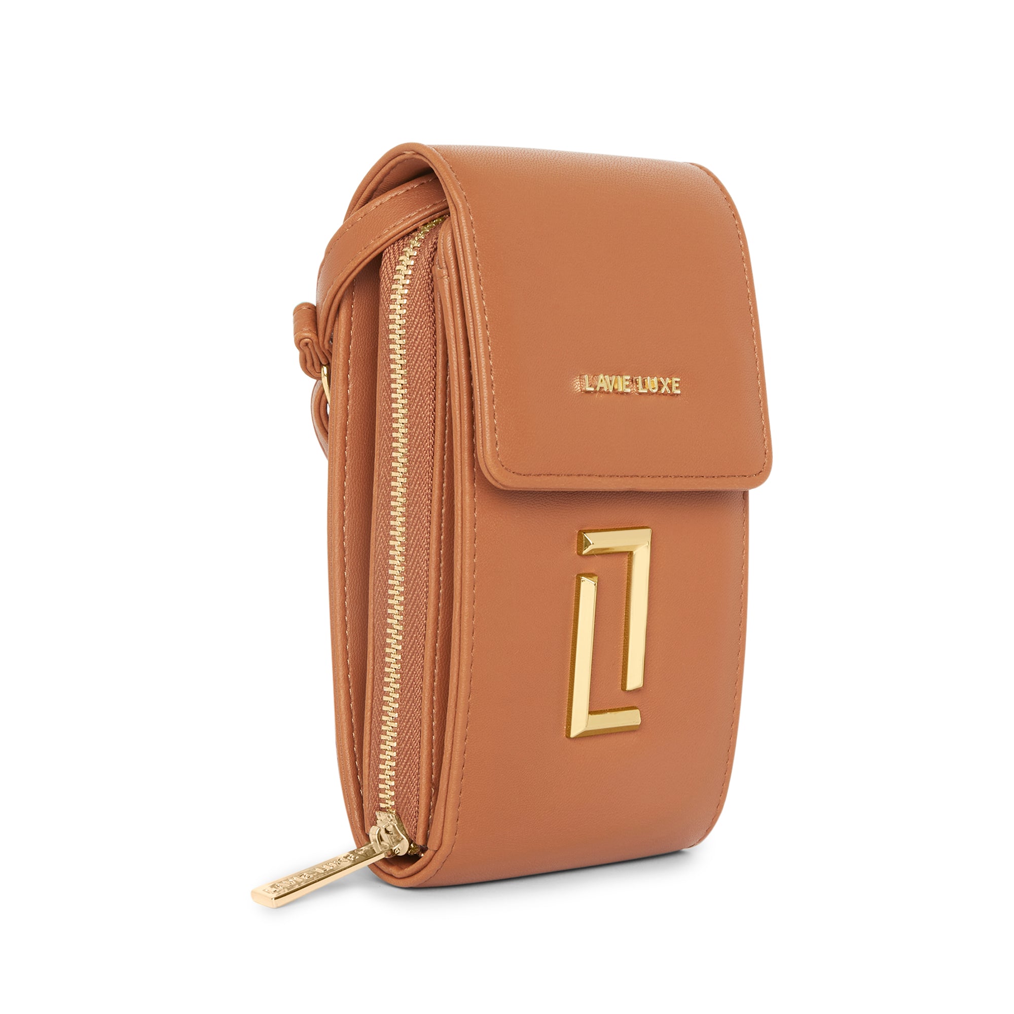 Lavie Luxe Tan Large Women's Vertical Zip Sling Bag Wallet