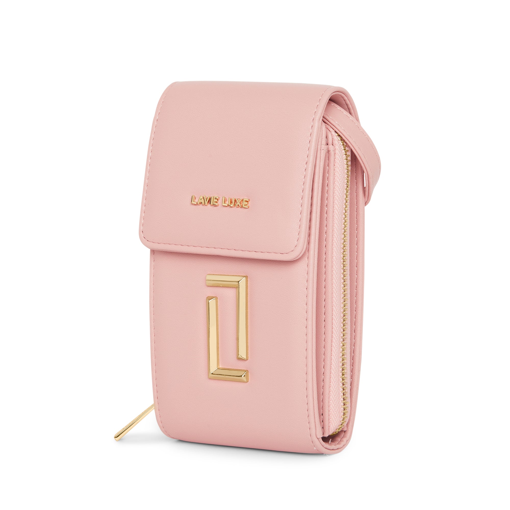 Lavie Luxe Light Pink Large Women's Vertical Zip Sling Bag Wallet