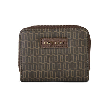 Lavie Luxe Mono Flap Choco Small Women's Wallet