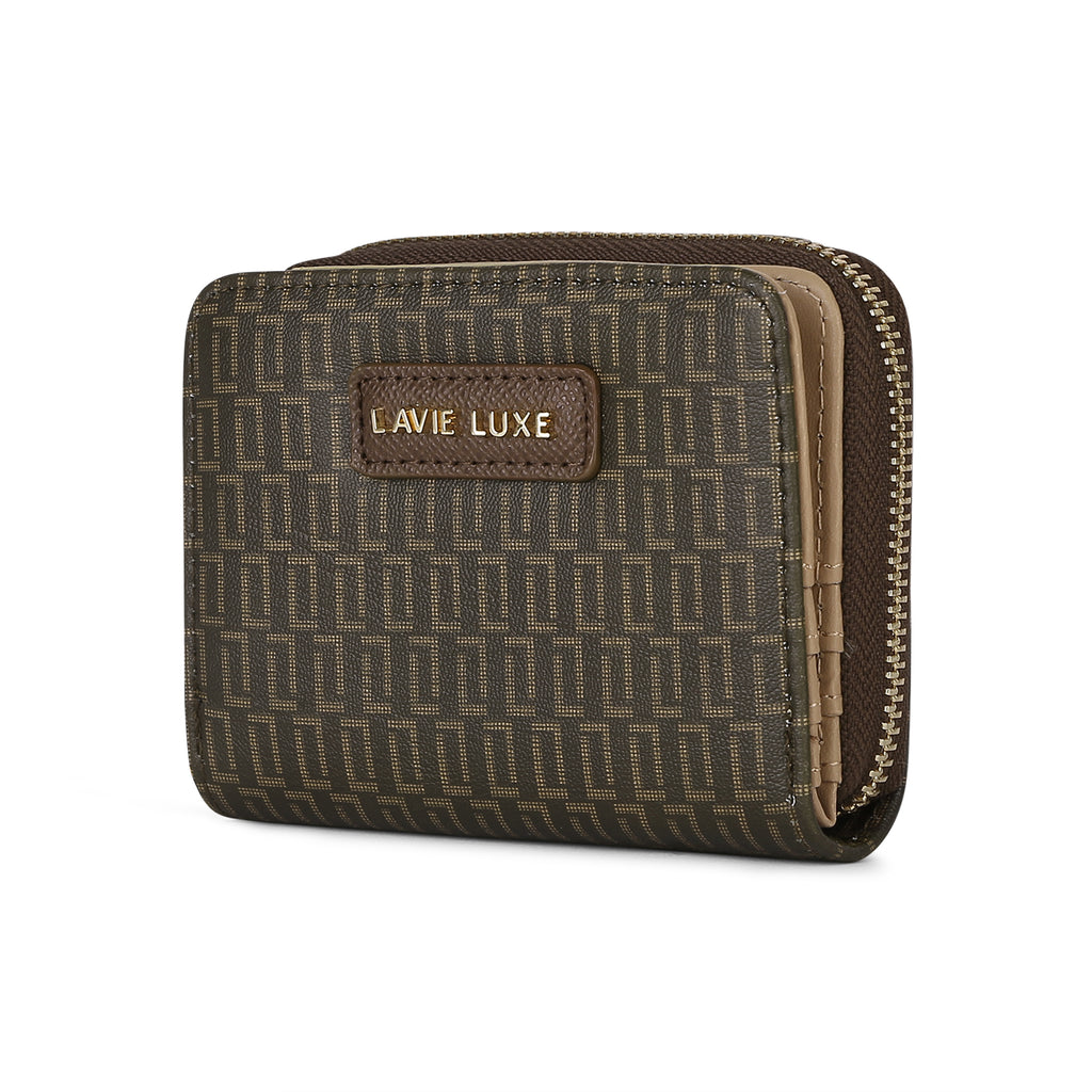 Lavie Luxe Mono Flap Choco Small Women's Wallet