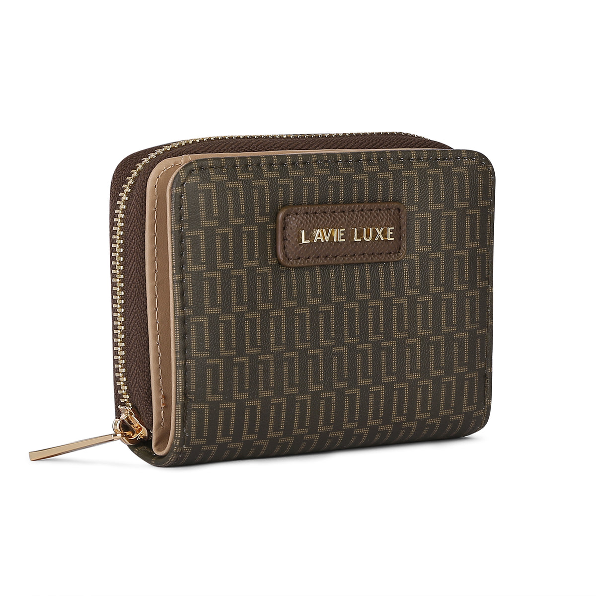 Lavie Luxe Mono Flap Choco Small Women's Wallet
