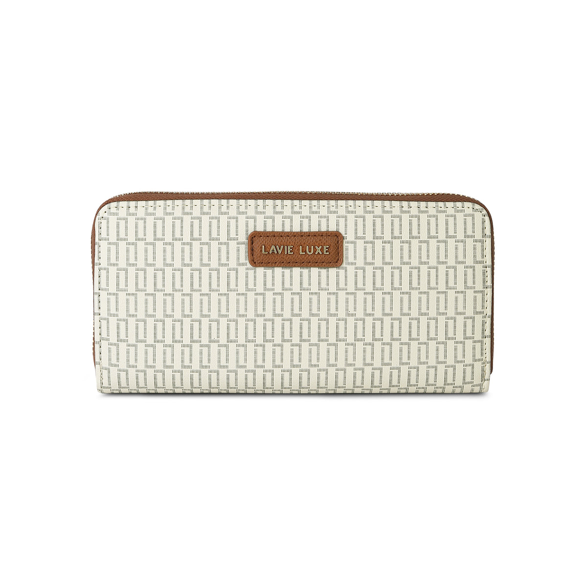 Lavie Luxe Mono Sacy Off White Large Women's Zip Around Wallet