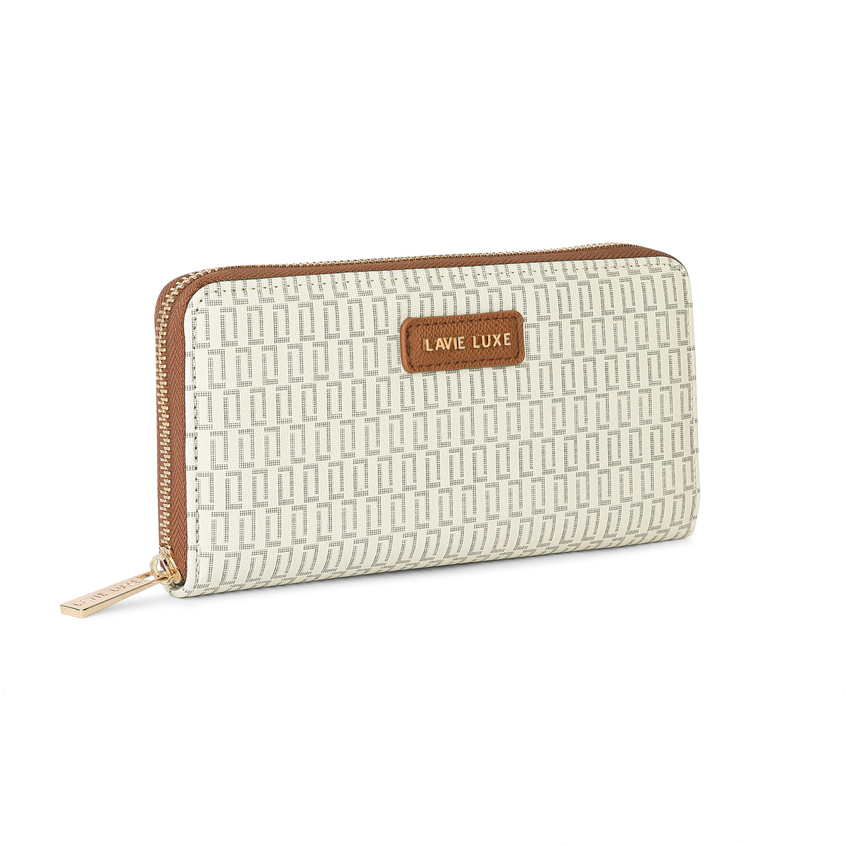 Lavie Luxe Mono Sacy Off White Large Women's Zip Around Wallet