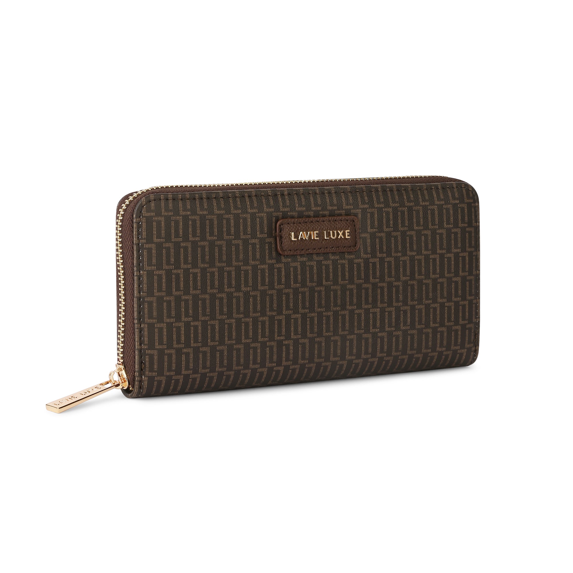 Lavie Luxe Mono Sacy Choco Large Women's Zip Around Wallet